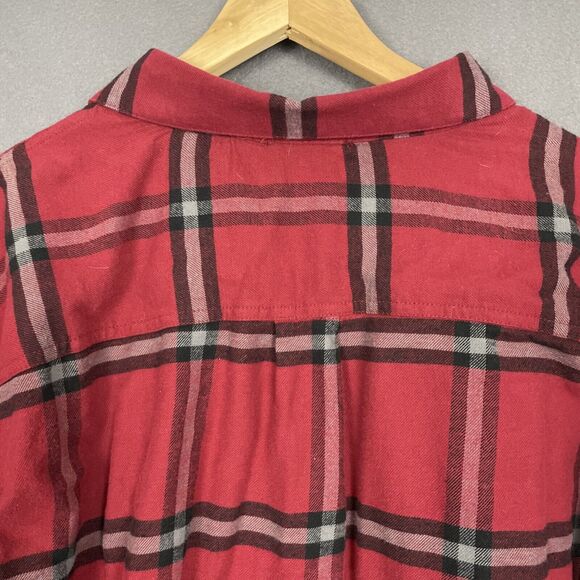 COLUMBIA Shirt Mens XL Red Plaid Fleece Lined Button Up Shacket Workwear Camping - Picture 6 of 11